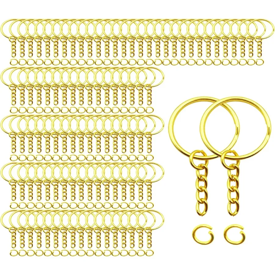 100Sets 1 inch Keychain Rings Golden Split Round Key Ring with Chain and Open Jump Rings for DIY Keychain Making Crafts
100Sets 1 inch Keychain Rings Golden Split Round Key Ring with Chain and Open Jump Rings for DIY Keychain Making Crafts