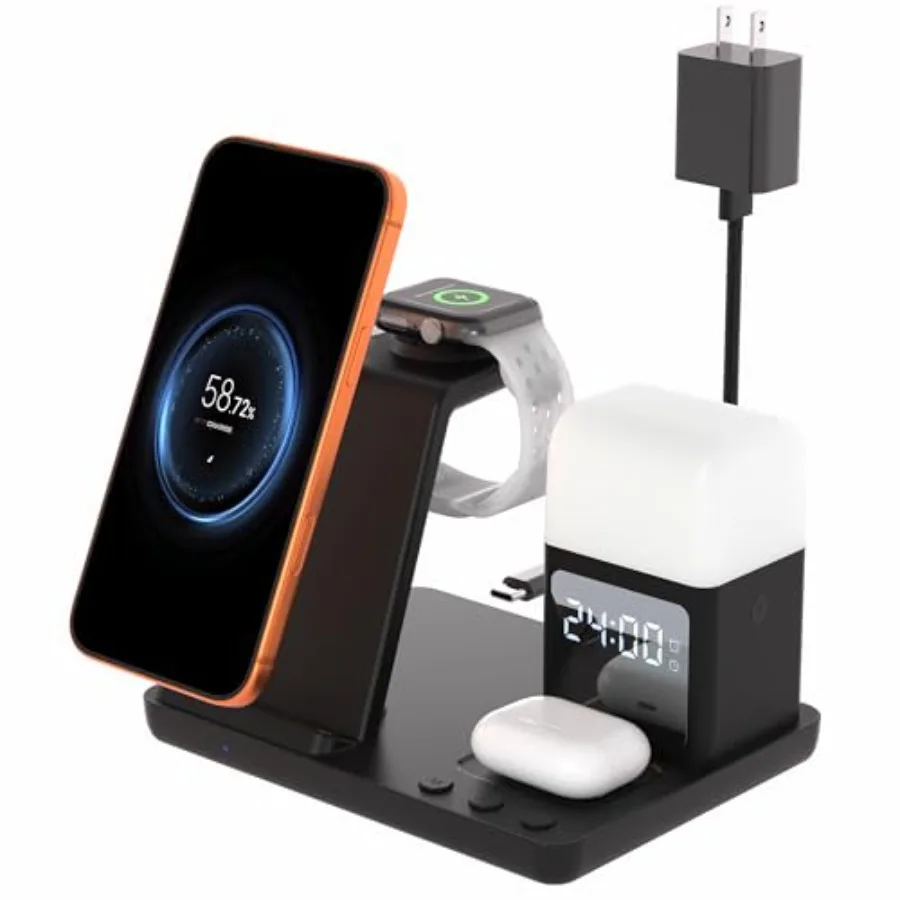 Wireless Charger for iPhone, 6in1 Fast Phone Charger Stand Dock Alarm Clock Night Light, Wireless Charging Station for Apple Wa
Wireless Charger for iPhone, 6in1 Fast Phone Charger Stand Dock Alarm Clock Night Light, Wireless Charging Station for Apple Wa