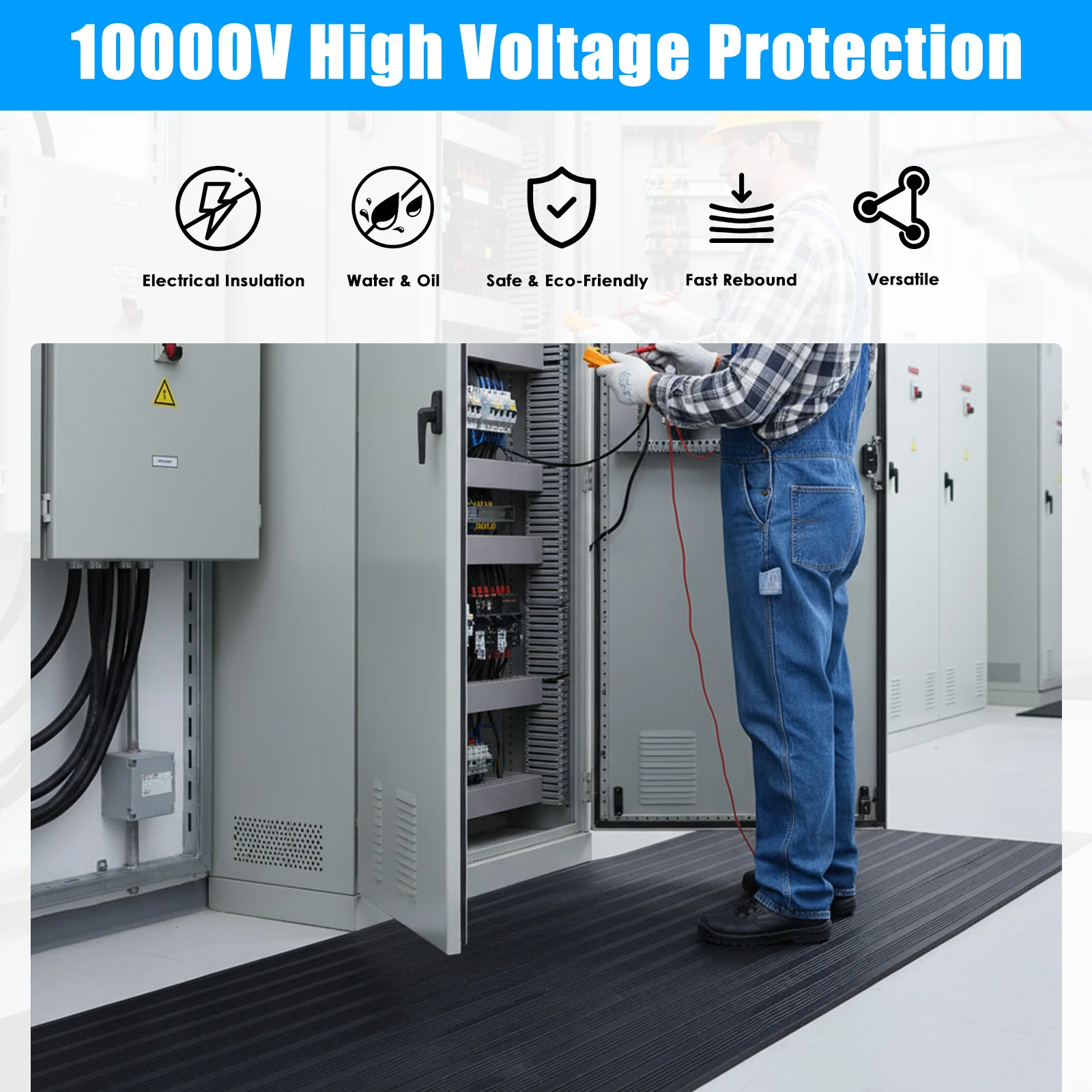 16.4FT High Voltage Insulating Rubber Floor Mat 10KV Insulated Large Switchboard Matting Non Slip for Construction and Job Sites
16.4FT High Voltage Insulating Rubber Floor Mat 10KV Insulated Large Switchboard Matting Non Slip for Construction and Job Sites