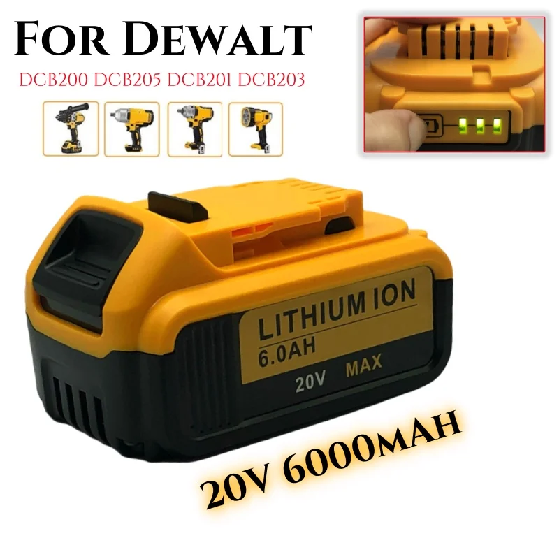 Сменный аккумулятор 6000 мАч для Dewalt DCB200, совместимый с инструментами Dewalt 18 в 20 в, DCB120 DCB182 DCB200 DCB609
Сменный аккумулятор 6000 мАч для Dewalt DCB200, совместимый с инструментами Dewalt 18 в 20 в, DCB120 DCB182 DCB200 DCB609
