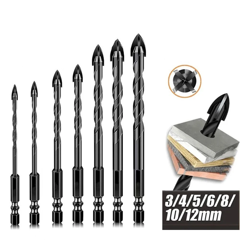 Hex Shank Cross Head Tile Drill Bit Set 7pcs for Glass Wood Brick Tile and Plastic with Carbide Tips and Spiral Chip Design
Hex Shank Cross Head Tile Drill Bit Set 7pcs for Glass Wood Brick Tile and Plastic with Carbide Tips and Spiral Chip Design