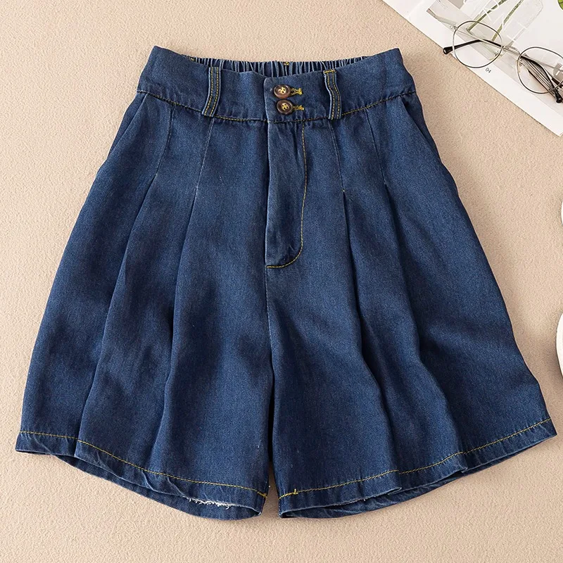 Retro Blue Fashion Button Large Size Pleated Shorts Women's Summer New High Waist Wide Leg Short Pants Simple and Versatile
Retro Blue Fashion Button Large Size Pleated Shorts Women's Summer New High Waist Wide Leg Short Pants Simple and Versatile