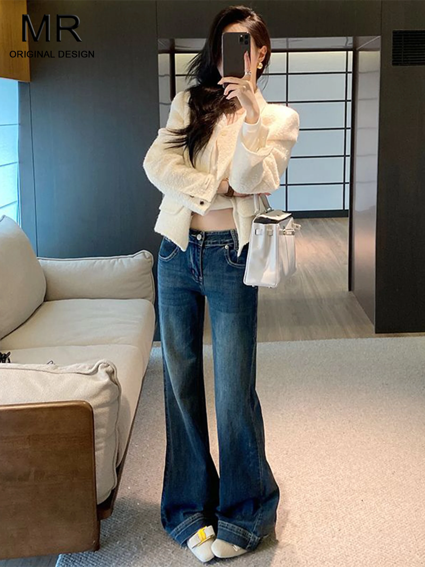 Blue American Retro Flared Jeans Women's New Summer Design Slimming Back Pocket Floor-Length Pants Casual High Waist Denim
Blue American Retro Flared Jeans Women's New Summer Design Slimming Back Pocket Floor-Length Pants Casual High Waist Denim