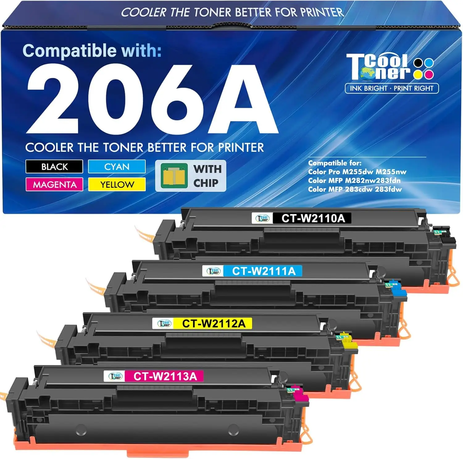 4-Pack High-Yield Toner Cartridges for HP LaserJet Pro M283/M255 Series Printers (Black, Cyan, Yellow, Magenta)
4-Pack High-Yield Toner Cartridges for HP LaserJet Pro M283/M255 Series Printers (Black, Cyan, Yellow, Magenta)