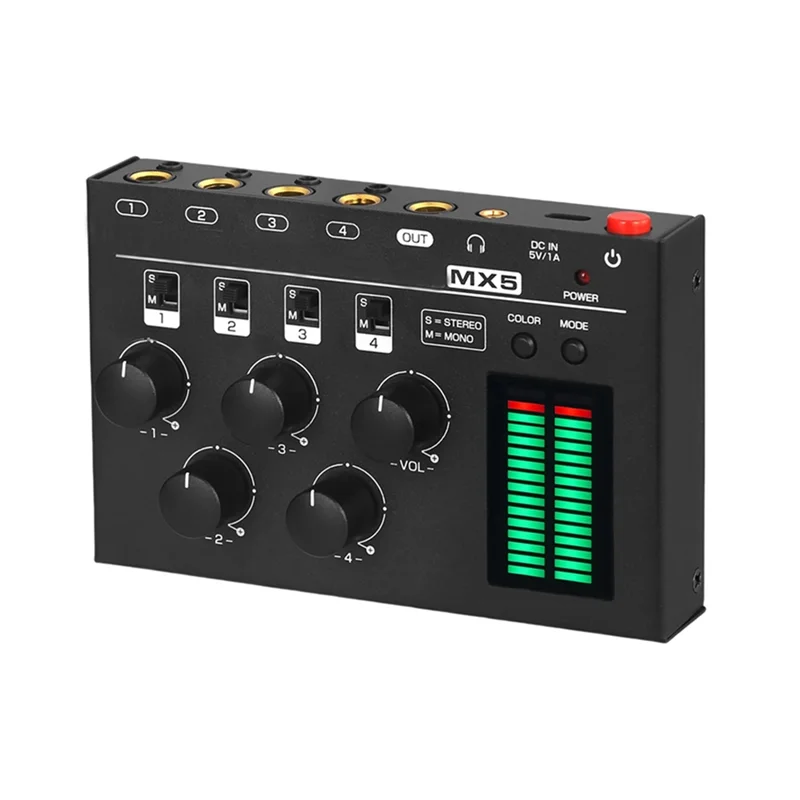 BNVN-MX5 4-канальный стерео аудиомикшер мини стерео/моно 6,35/3,5 мм микшер для клуба/студии/бара
BNVN-MX5 4-канальный стерео аудиомикшер мини стерео/моно 6,35/3,5 мм микшер для клуба/студии/бара