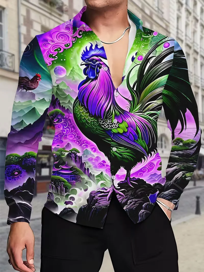 Мужская рубашка с 3D-принтом в виде петуха, высококачественная и удобная, модная, с длинным рукавом, трендовая мужская рубашка с принтом
Мужская рубашка с 3D-принтом в виде петуха, высококачественная и удобная, модная, с длинным рукавом, трендовая мужская рубашка с принтом