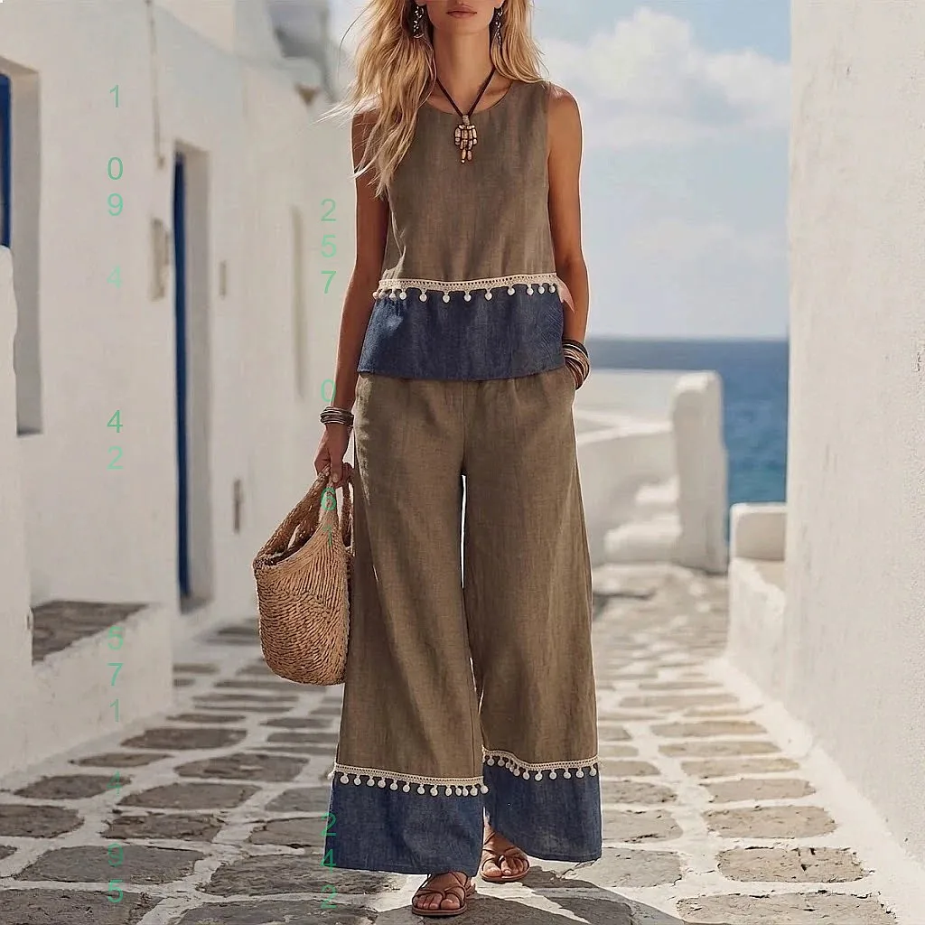 Women's Fashion Lace Trim Sleeveless Top Wide Leg Pants Matching Set Jumpsuit
Women's Fashion Lace Trim Sleeveless Top Wide Leg Pants Matching Set Jumpsuit