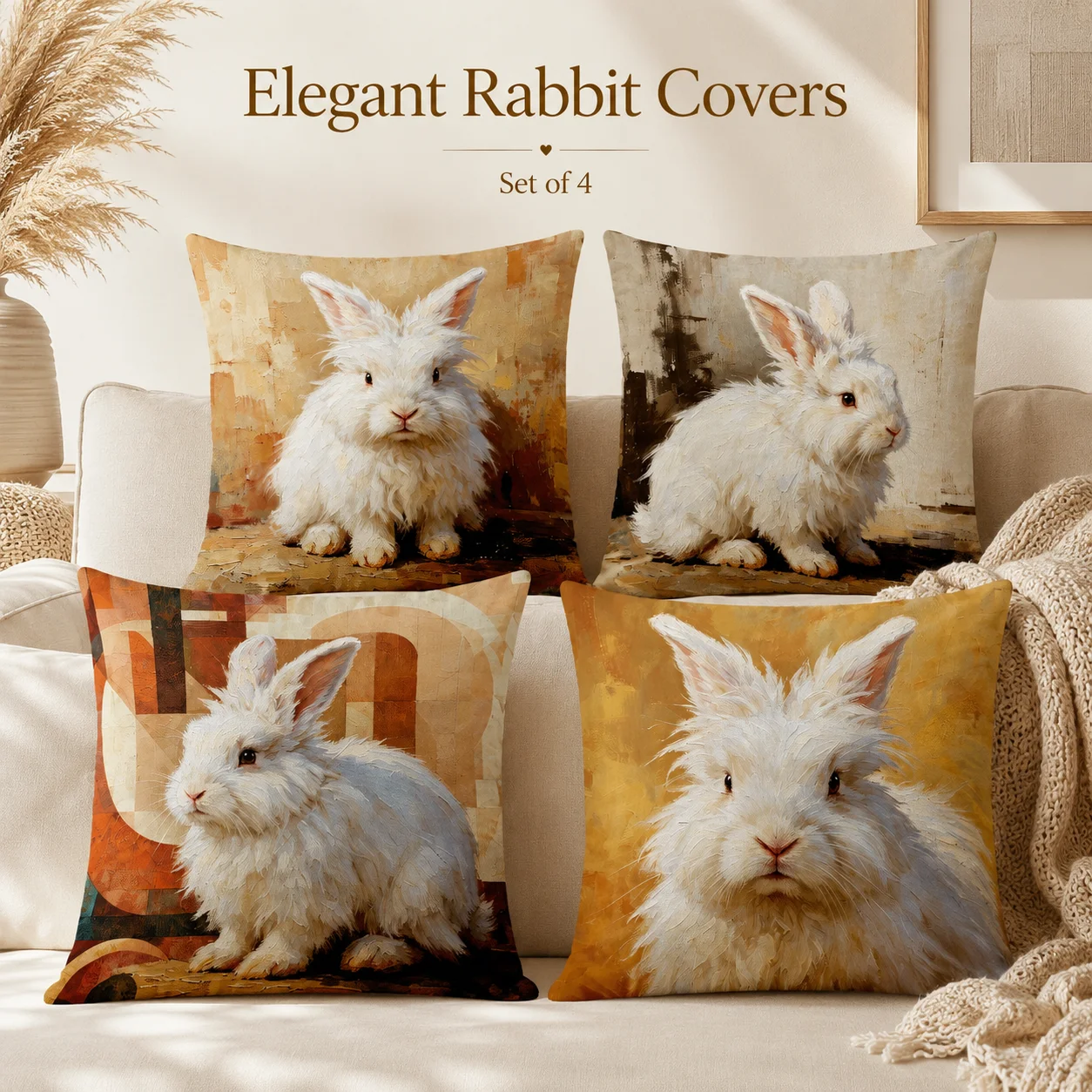 Elegant Rabbit Cushion Covers 4PCS Set 2D Flat Printed Peach Skin Artistic Bunny Pillow Covers Coussin Room Decor Sofa
Elegant Rabbit Cushion Covers 4PCS Set 2D Flat Printed Peach Skin Artistic Bunny Pillow Covers Coussin Room Decor Sofa
