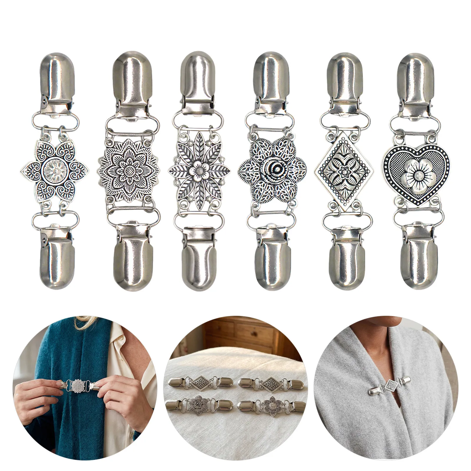 6Pcs Vintage Flower Sweater Shawl Clips Retro Cardigan Collar Clamps for Women Elegant Floral Dress Accessories Stylish Secure
6Pcs Vintage Flower Sweater Shawl Clips Retro Cardigan Collar Clamps for Women Elegant Floral Dress Accessories Stylish Secure