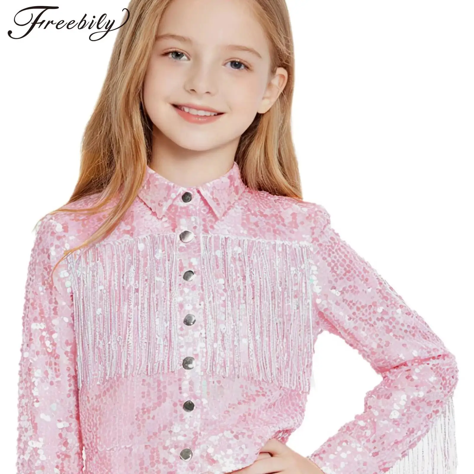 Kids Party 70s Disco Outfit Girls Shiny Jazz Dance Costume Sequin Fringed Jacket Children Lapel Tassel Jackets Sparkly Outerwear
Kids Party 70s Disco Outfit Girls Shiny Jazz Dance Costume Sequin Fringed Jacket Children Lapel Tassel Jackets Sparkly Outerwear