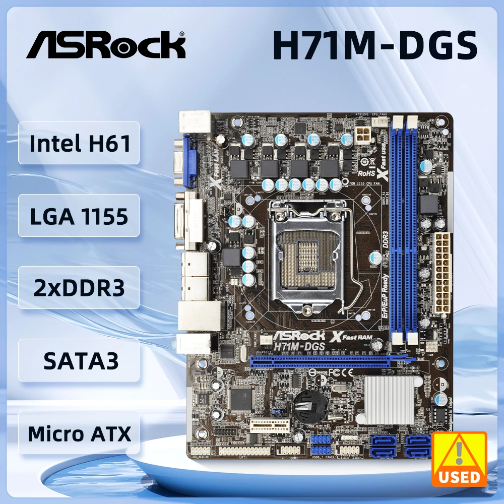 ASRock H71M-DGS LGA 1155 Motherboard Intel H61 DDR3 16GB supporti5-3450 i3-2100 i3-3240 i5-3475S cpu Xeon E3-1230 cpu Micro ATX
ASRock H71M-DGS LGA 1155 Motherboard Intel H61 DDR3 16GB supporti5-3450 i3-2100 i3-3240 i5-3475S cpu Xeon E3-1230 cpu Micro ATX