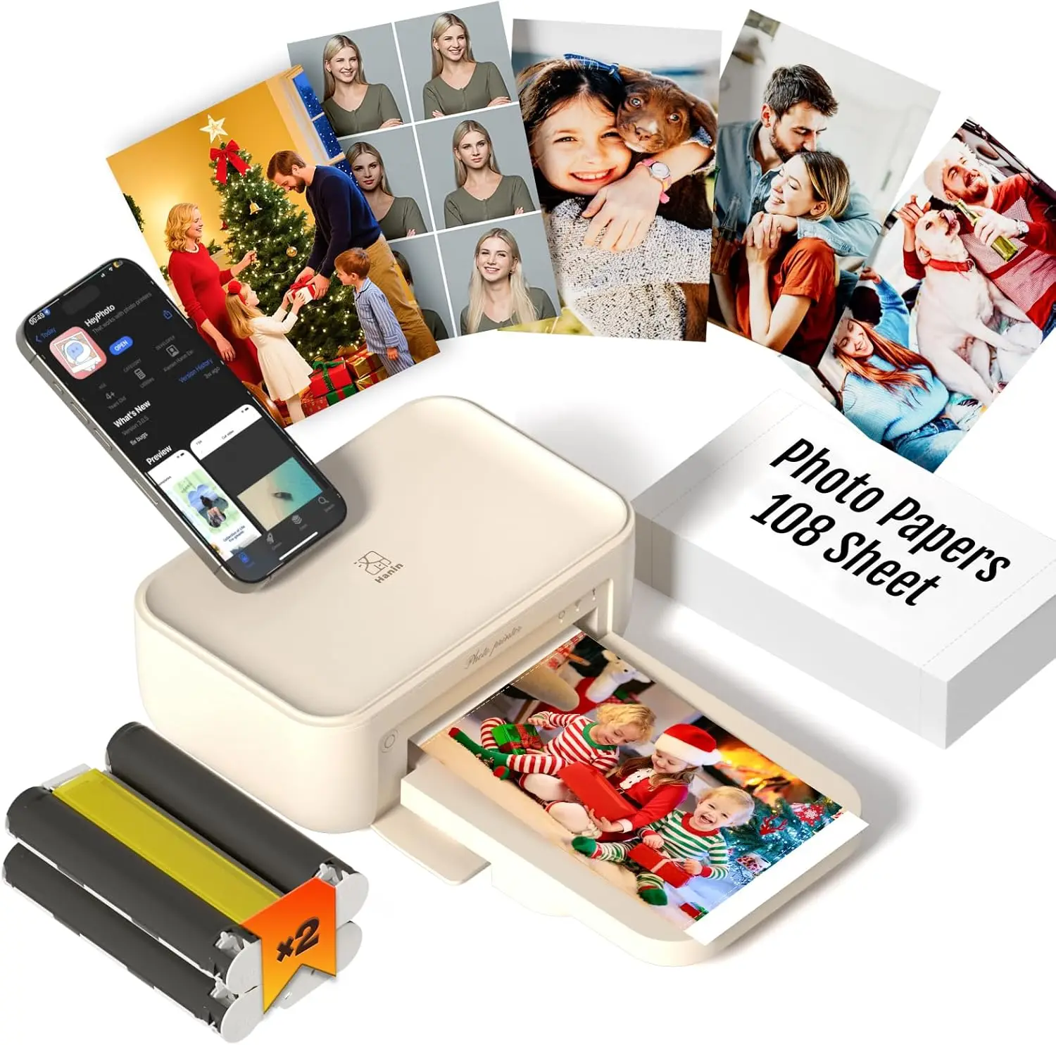 Wireless Portable 4x6 Photo Printer for iPhone & Android, 300DPI Thermal Dye Sublimation with 108 Sheets & 2 Cartridges, Beige
Wireless Portable 4x6 Photo Printer for iPhone & Android, 300DPI Thermal Dye Sublimation with 108 Sheets & 2 Cartridges, Beige