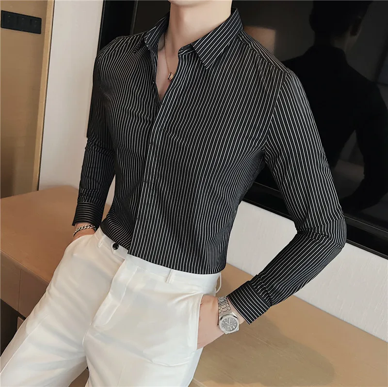 2023 Spring Classics Striped Shirt Men Long Sleeve Casual Business Formal Dress Shirts Social Party Tuxedo Blouse Men Clothing
2023 Spring Classics Striped Shirt Men Long Sleeve Casual Business Formal Dress Shirts Social Party Tuxedo Blouse Men Clothing