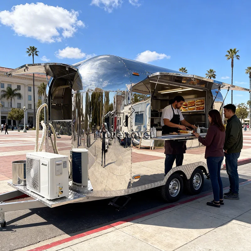 Commercial Heavy Duty Stainless Steel Double Axle Mobile Barbecue Pizza Hot Dog Food Trailer with Oven Grill Fryer Fridge
Commercial Heavy Duty Stainless Steel Double Axle Mobile Barbecue Pizza Hot Dog Food Trailer with Oven Grill Fryer Fridge