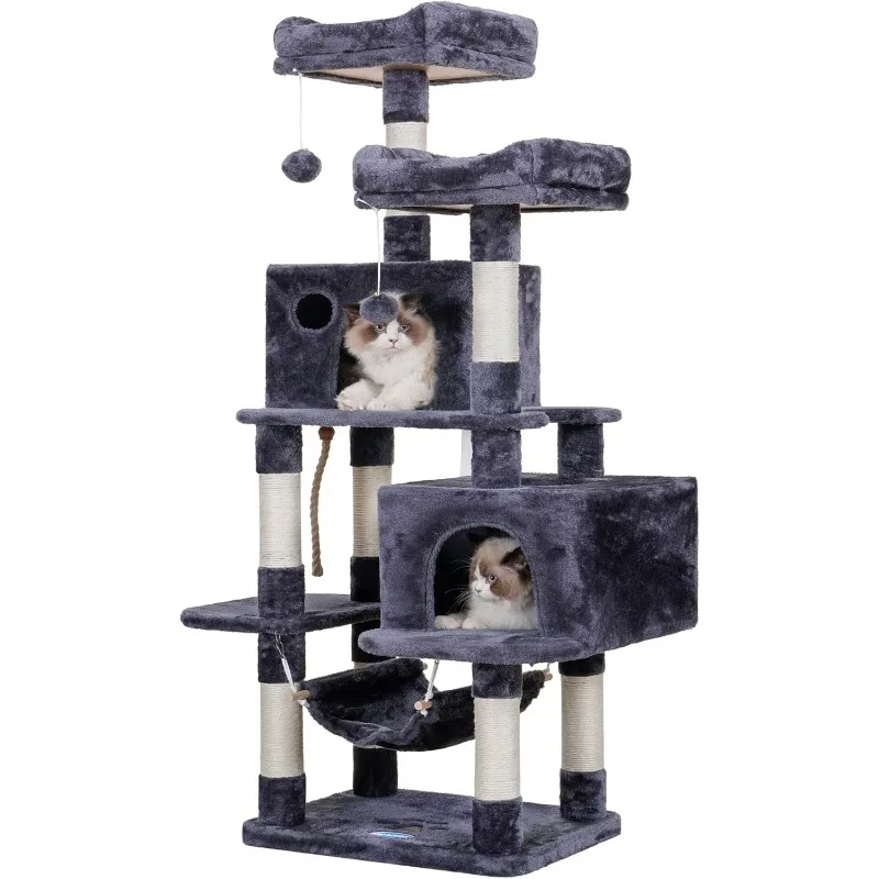 Multi-Level Cat Tree Condo Furniture with Sisal-Covered Scratching Posts, 2 Plush Condos, Perch Hammock for Kittens
Multi-Level Cat Tree Condo Furniture with Sisal-Covered Scratching Posts, 2 Plush Condos, Perch Hammock for Kittens
