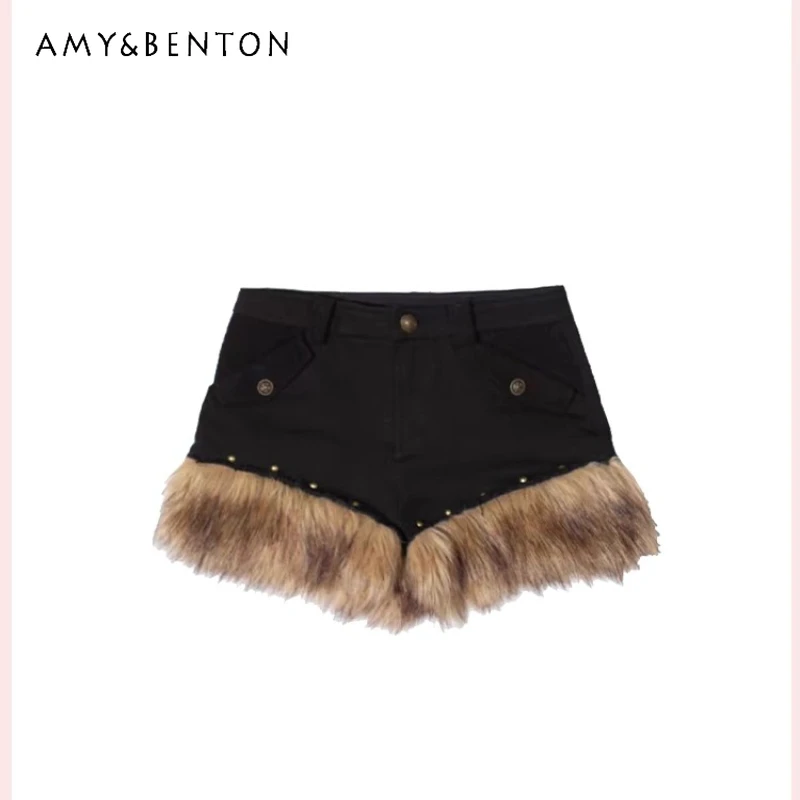 Autumn Winter New Black Hot Girl Plush Splicing Heavy Craft Women's Half Pants Punk Gothic Sweet Cool Versatile Shorts Ladies
Autumn Winter New Black Hot Girl Plush Splicing Heavy Craft Women's Half Pants Punk Gothic Sweet Cool Versatile Shorts Ladies