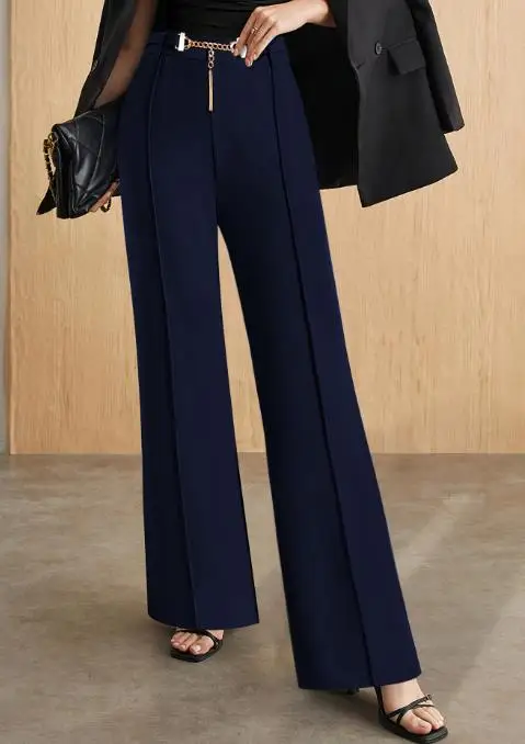 Professional Women's Suit Pants for Spring and Summer Metal Chain Waistband High Waist Slim Fit and Drape Suitable for Offices
Professional Women's Suit Pants for Spring and Summer Metal Chain Waistband High Waist Slim Fit and Drape Suitable for Offices