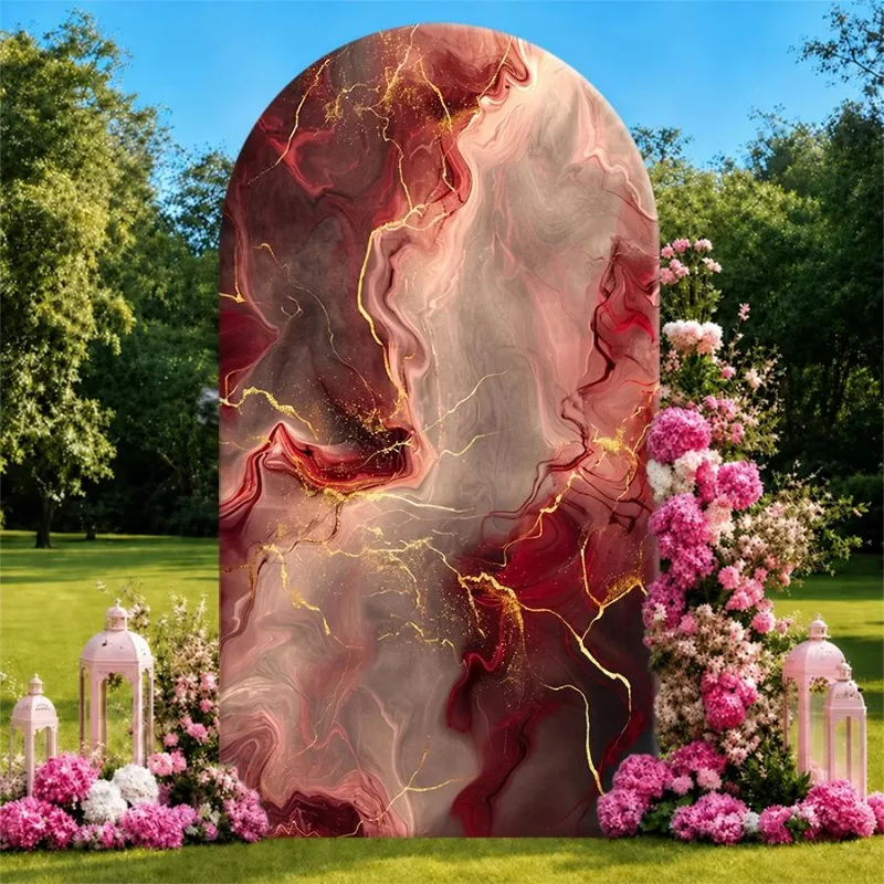 Single Side Arch Backdrop Cover Elegant Marbled Red Gold Background Cloth for Wedding or Event Decor with Floral Arrangements
Single Side Arch Backdrop Cover Elegant Marbled Red Gold Background Cloth for Wedding or Event Decor with Floral Arrangements