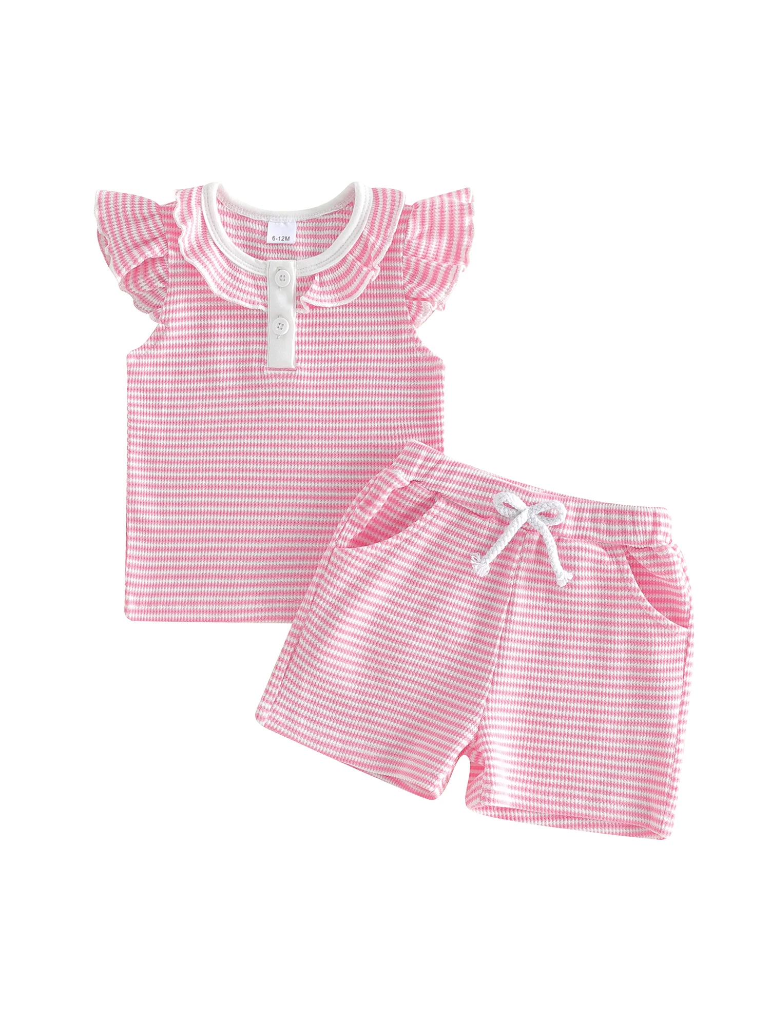 Cute Girls 2-Piece Summer Set with Striped Flutter Sleeve Top and Matching Shorts - Round Neck Outfit
Cute Girls 2-Piece Summer Set with Striped Flutter Sleeve Top and Matching Shorts - Round Neck Outfit