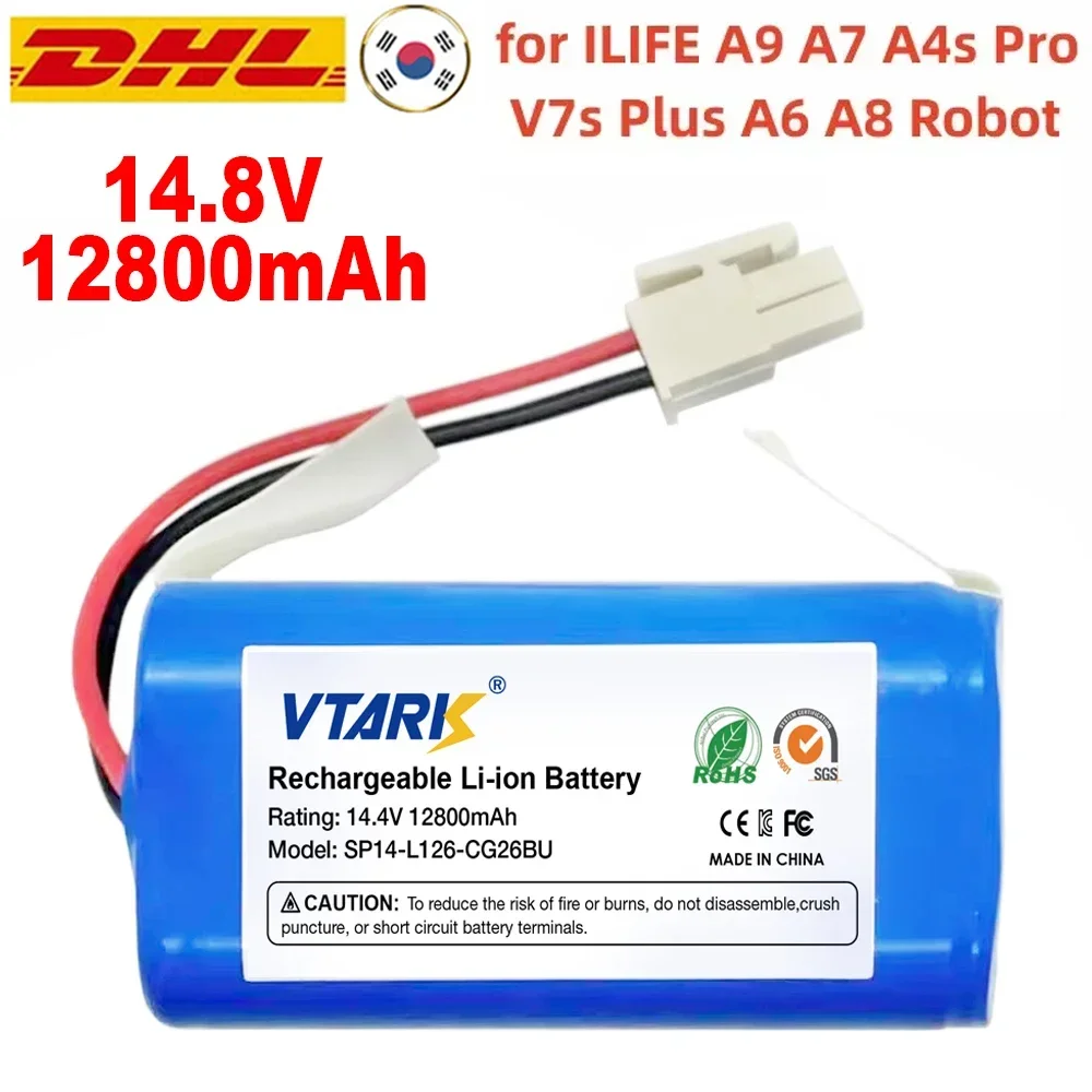 NEW 14.8V 12500mAh 14.4V 12.8Ah Lithium Battery For ILIFE A4 A4s V7 A6 V7s Plus Robot Vacuum Cleaner ILife 4S1P real Capacity
NEW 14.8V 12500mAh 14.4V 12.8Ah Lithium Battery For ILIFE A4 A4s V7 A6 V7s Plus Robot Vacuum Cleaner ILife 4S1P real Capacity