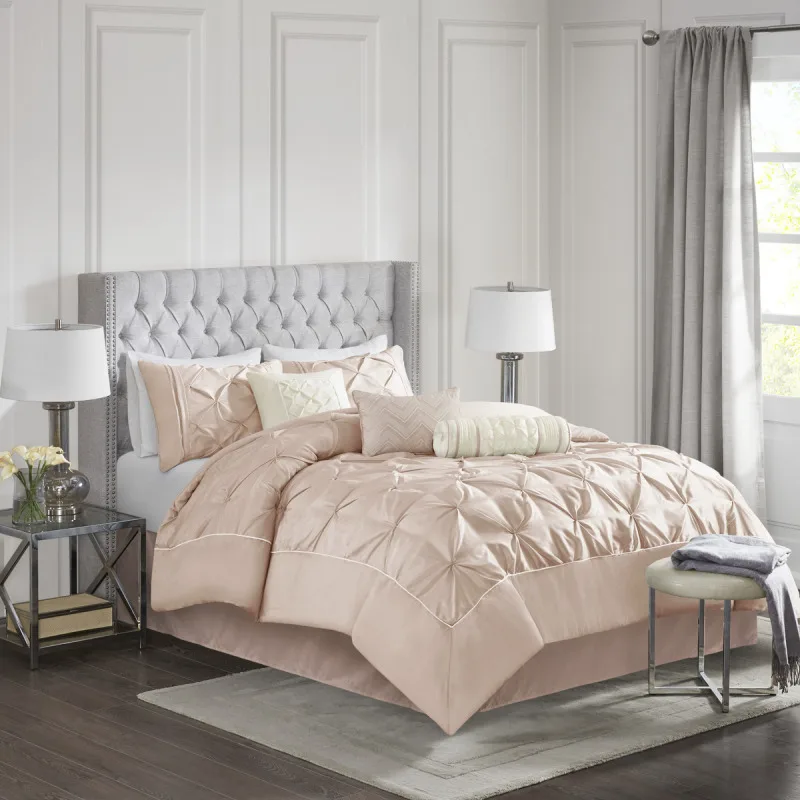 7 Piece Tufted Comforter Set Blush Full
7 Piece Tufted Comforter Set Blush Full