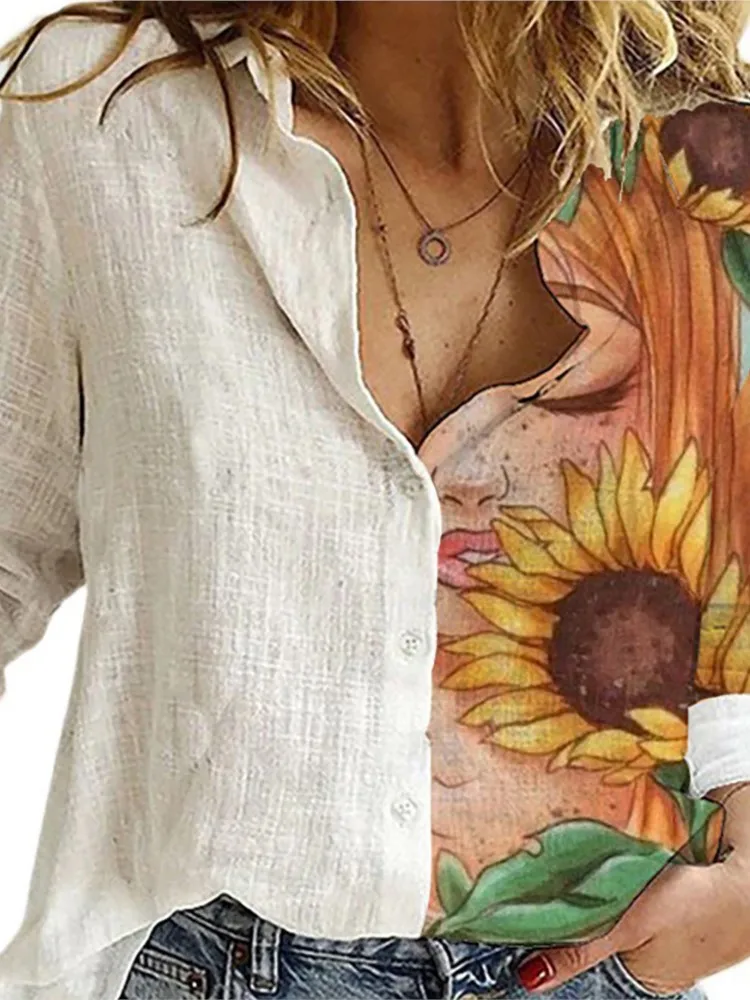Retro Face Print Blouse Shirt Women Fashion Stitching Long Sleeve Shirts 2023 Autumn Lapel Button Casual Top Lady Linen Shirts
Retro Face Print Blouse Shirt Women Fashion Stitching Long Sleeve Shirts 2023 Autumn Lapel Button Casual Top Lady Linen Shirts
