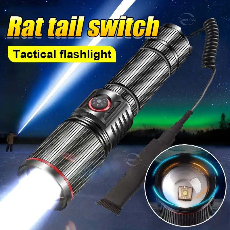8000LM Military Tactical Flashlight Rechargeable LED Torch 3000M High Power LED Flashlight Powerful Lantern With Rat Tail Switch
8000LM Military Tactical Flashlight Rechargeable LED Torch 3000M High Power LED Flashlight Powerful Lantern With Rat Tail Switch