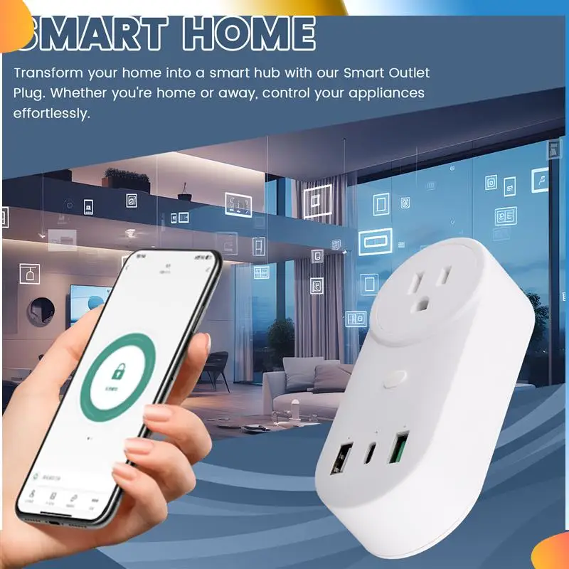 B48A Smart Socket Wifi Plug 16A 2-Hole USB+Type-C Outlets 65W Remote Control Compatible Alexa US Plug
B48A Smart Socket Wifi Plug 16A 2-Hole USB+Type-C Outlets 65W Remote Control Compatible Alexa US Plug