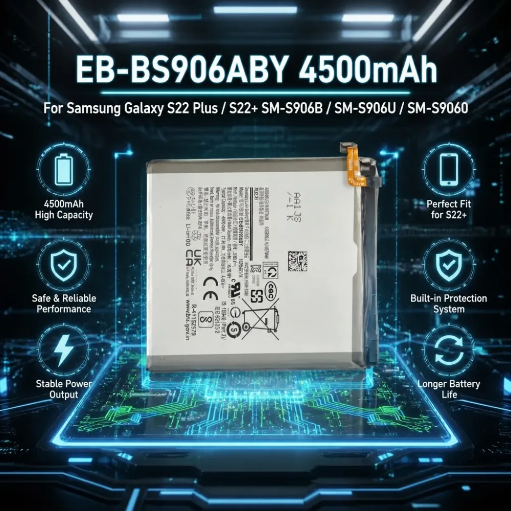 EB-BS906ABY 4500mAh Battery For Samsung Galaxy S22 Plus S22+ SM-S906B SM-S906U SM-S9060 Replacement Battery
EB-BS906ABY 4500mAh Battery For Samsung Galaxy S22 Plus S22+ SM-S906B SM-S906U SM-S9060 Replacement Battery