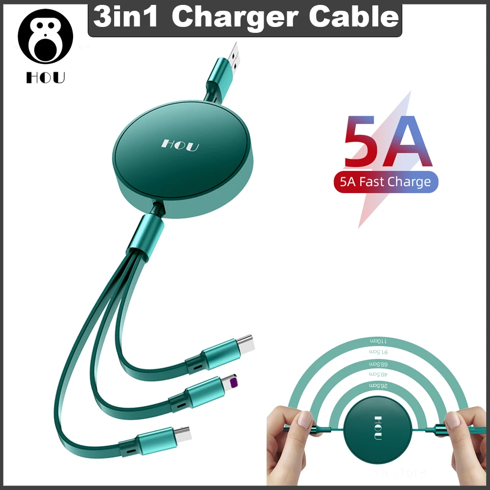HOU 3in 1 Retractable Charger Cable USB Cable Max Multi Fast Charger Micro USB Type C Charge line For Samsung Xiaomi iphone
HOU 3in 1 Retractable Charger Cable USB Cable Max Multi Fast Charger Micro USB Type C Charge line For Samsung Xiaomi iphone
