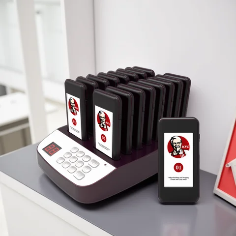 Waterproof 16 Pager System for Restaurants Hotels Food Trucks & Church Nursery with Vibration Flashing Buzzer & Call Features