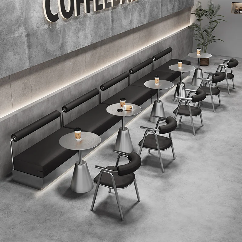 Milk tea shop cafe stainless steel booth sofa industrial style bar restaurant lounge area wall table and chairs
Milk tea shop cafe stainless steel booth sofa industrial style bar restaurant lounge area wall table and chairs
