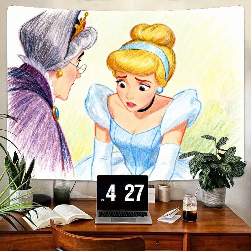 1 шт., гобелен принцессы Золушки и зла мачеха, эффектный сказочный полиэстер, настенное искусство для девочек, декор для спальни, общежития, эстетический 
1 шт., гобелен принцессы Золушки и зла мачеха, эффектный сказочный полиэстер, настенное искусство для девочек, декор для спальни, общежития, эстетический