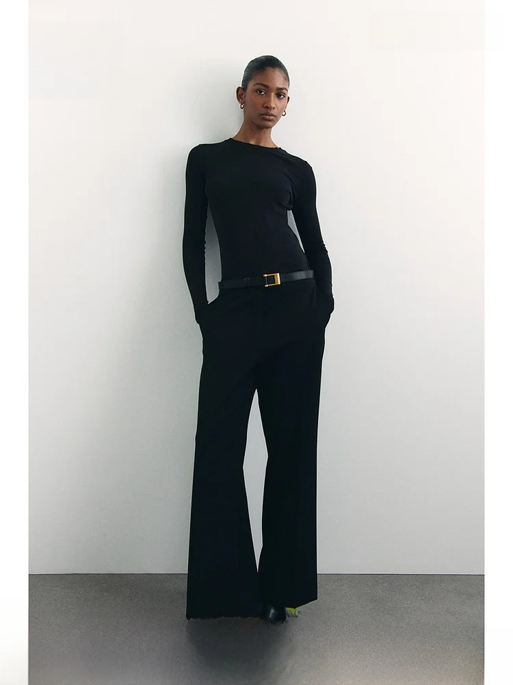 High Waist Flared Casual Soft Faionable Spring Women's Pants H&M Polyester Viscose Spandex Long Trousers Ladies Suit
High Waist Flared Casual Soft Faionable Spring Women's Pants H&M Polyester Viscose Spandex Long Trousers Ladies Suit