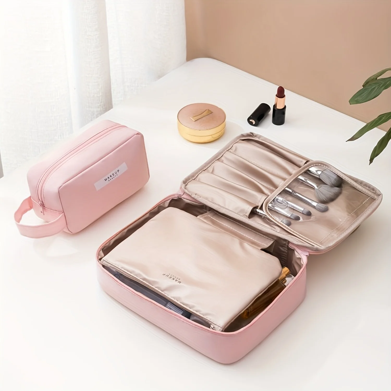 Waterproof Makeup Bag Portable Solid Color Wash Bag Perfect Cosmetic Bag for Travel
Waterproof Makeup Bag Portable Solid Color Wash Bag Perfect Cosmetic Bag for Travel