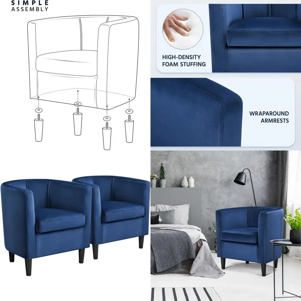 Luxury Velvet Accent Chair, Comfortable Armchairs, Upholstered Barrel Sofa for Living, Bedroom, or Waiting Areas, Set of 2, Blue
Luxury Velvet Accent Chair, Comfortable Armchairs, Upholstered Barrel Sofa for Living, Bedroom, or Waiting Areas, Set of 2, Blue