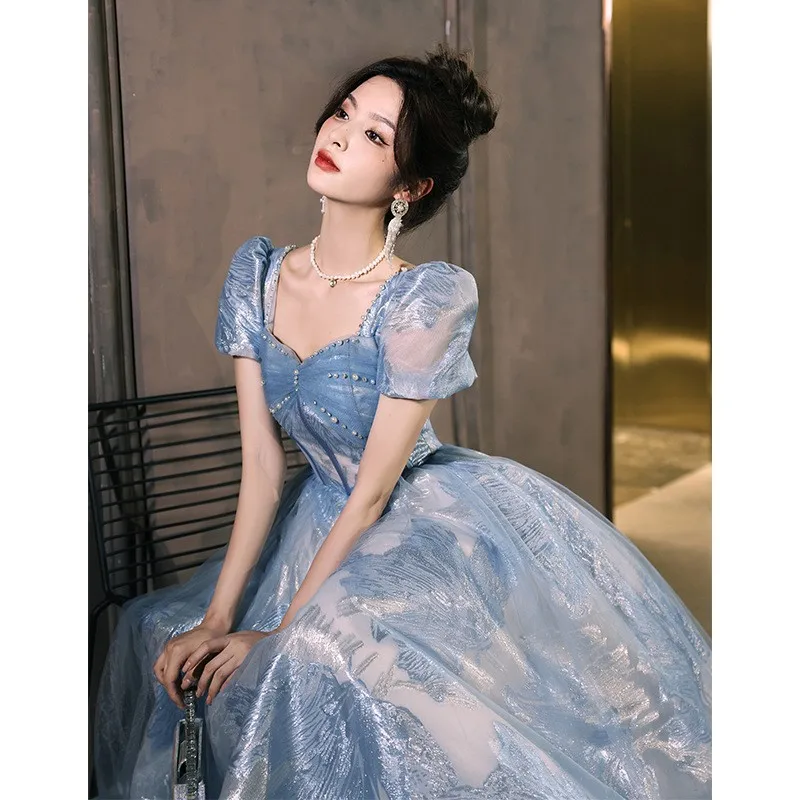 Blue banquet new light luxury small temperament long coming-of-age one-shoulder dress
Blue banquet new light luxury small temperament long coming-of-age one-shoulder dress