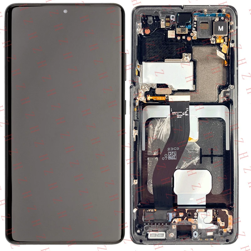 U+ OLED Display Screen Assembly + Frame For Galaxy S21 Ultra 5G -Black (Refurbis...