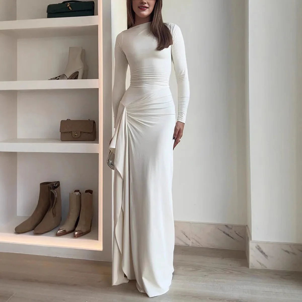 Elegant Dress for Women 2024 Autumn and Winter New Long Sleeved Slim Fit Skirt Fashionable Casual Lace Up Elastic Dresses Female
Elegant Dress for Women 2024 Autumn and Winter New Long Sleeved Slim Fit Skirt Fashionable Casual Lace Up Elastic Dresses Female