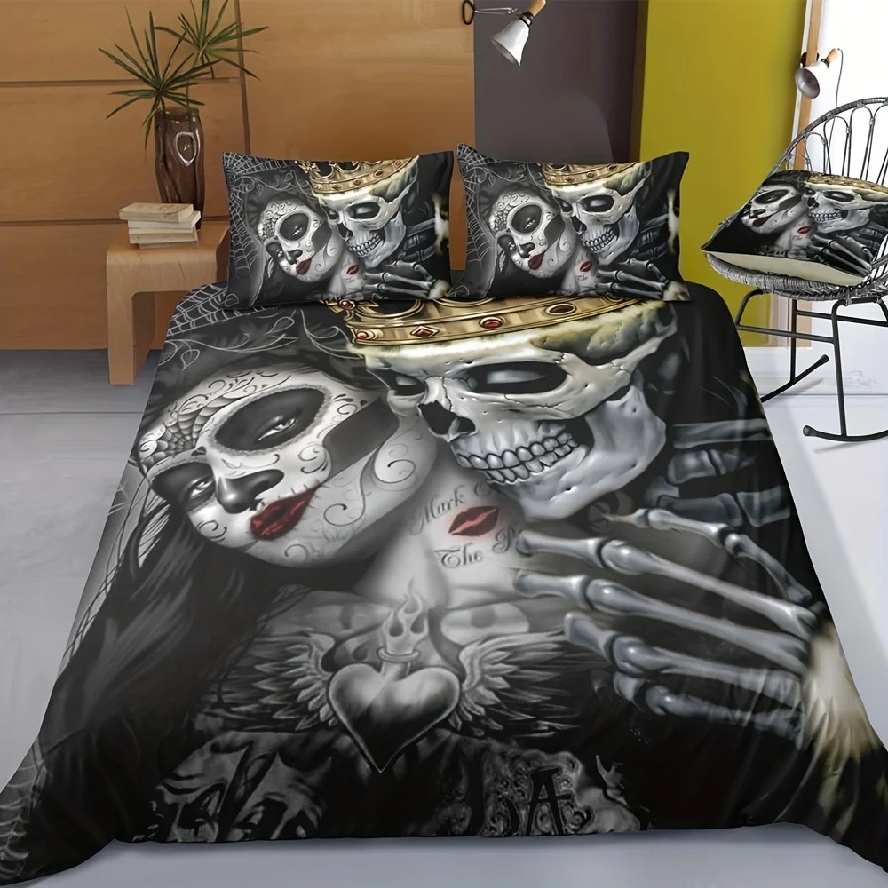 Soft and Comfortable Skeleton Print Duvet Cover Set for Bedroom and Guest Room Includes 1 Duvet Cover and 2 Pillowcases
Soft and Comfortable Skeleton Print Duvet Cover Set for Bedroom and Guest Room Includes 1 Duvet Cover and 2 Pillowcases