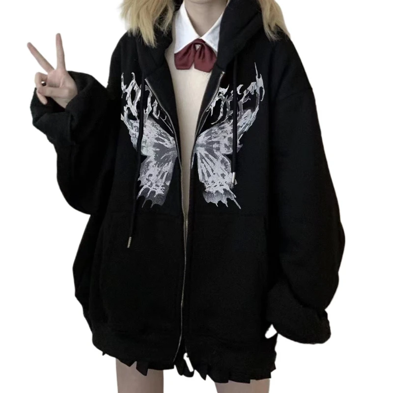 Clothes Oversized Autumn Winter Fleece Zipper Hoodies Gothic Zip Up Sweatshirt Women Loose Jackets Hip Hop Streetwear
Clothes Oversized Autumn Winter Fleece Zipper Hoodies Gothic Zip Up Sweatshirt Women Loose Jackets Hip Hop Streetwear