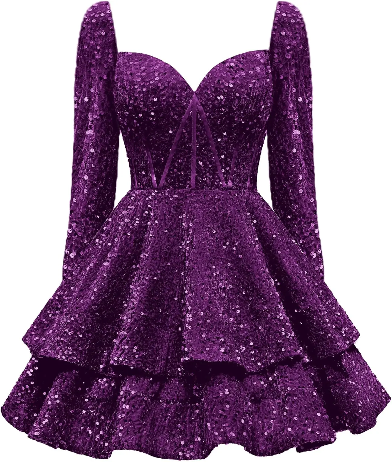 Long Sleeve Sequin Homecoming Dress Short Layered Sparkly Cocktail Prom Gowns Mini Glitter Evening Graduation Dress for Teens
Long Sleeve Sequin Homecoming Dress Short Layered Sparkly Cocktail Prom Gowns Mini Glitter Evening Graduation Dress for Teens