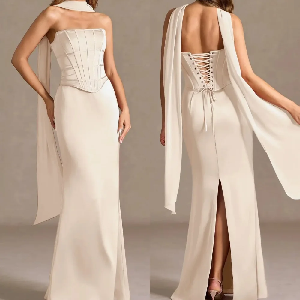 Customized Charmeuse Strapless Lace-up Mermaid Long Dresses Bespoke Occasion Woman Elegant Party Wedding High Quality
Customized Charmeuse Strapless Lace-up Mermaid Long Dresses Bespoke Occasion Woman Elegant Party Wedding High Quality