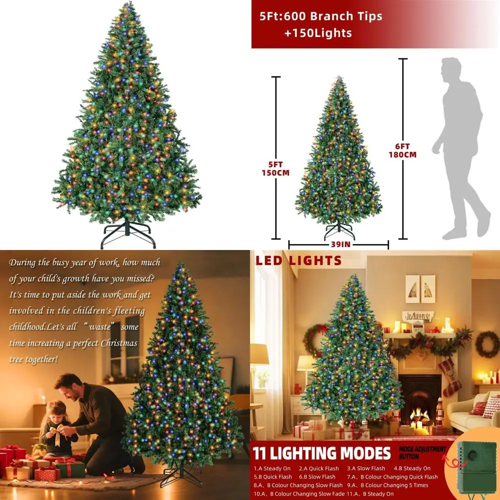 150-LED Lit 5FT Christmas Spruce Tree, Hinged for Easy Setup, 600 Tips, Foldable Base
150-LED Lit 5FT Christmas Spruce Tree, Hinged for Easy Setup, 600 Tips, Foldable Base