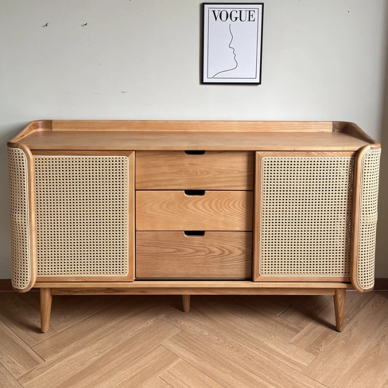 Japanese-style cherry wood rattan dining side cabinet retro solid wood storage locker
Japanese-style cherry wood rattan dining side cabinet retro solid wood storage locker