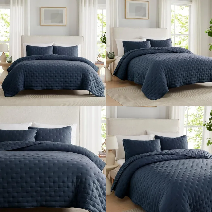 Blue Cal Size Quilt Bedding Sets with Pillow Shams, Oversized Lightweight Bedspread Coverlet, Bed Cover for All Season - 3 Piec
Blue Cal Size Quilt Bedding Sets with Pillow Shams, Oversized Lightweight Bedspread Coverlet, Bed Cover for All Season - 3 Piec