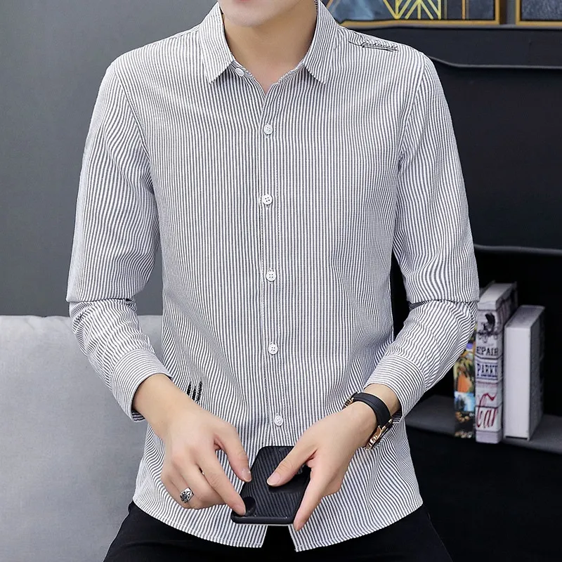 Spring Autumn Men's Long Sve irt Anti-Wrinkle No-Iron Striped Slim Fit Faionable Elastic Trendy Stand Sle Polyest...
Spring Autumn Men's Long Sve irt Anti-Wrinkle No-Iron Striped Slim Fit Faionable Elastic Trendy Stand Sle Polyest...