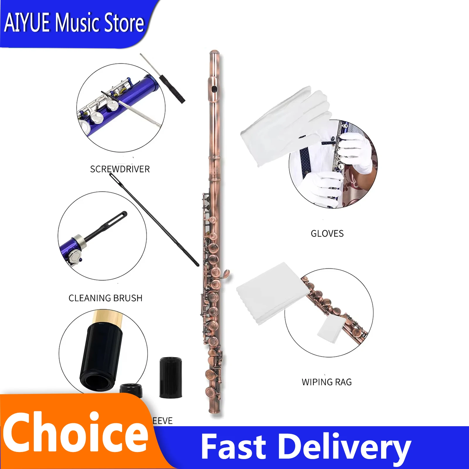 SLADE Flute 16 Closed Holes C Key Flute Antique Copper Performance Transverse Flute Professional Concert Woodwind Instrument
SLADE Flute 16 Closed Holes C Key Flute Antique Copper Performance Transverse Flute Professional Concert Woodwind Instrument
