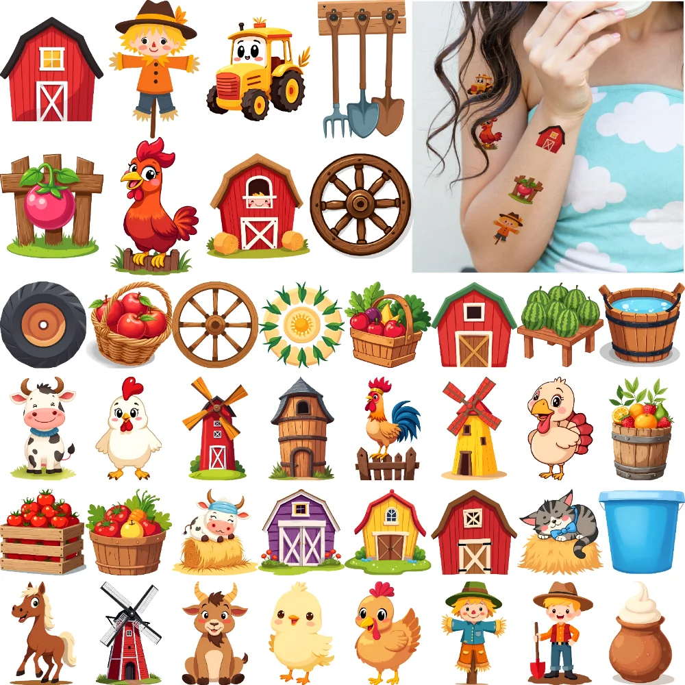 63pcs Temporary Tattoo Animal Stickers Cartoon Farm Stickers Waterproof Long-lasting Body Stickers For Shoulders
63pcs Temporary Tattoo Animal Stickers Cartoon Farm Stickers Waterproof Long-lasting Body Stickers For Shoulders