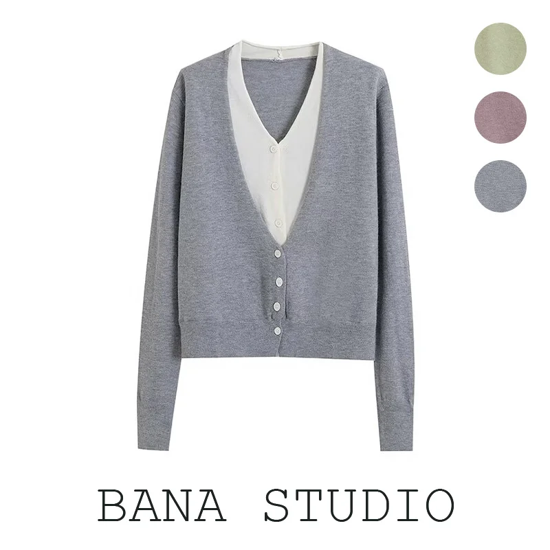 Gray V-neck Knitwear Short Women's Style BANA Tail Single Piece Early Autumn Waist-cinching Top OL Fashion Loose Fit Long Sleeve
Gray V-neck Knitwear Short Women's Style BANA Tail Single Piece Early Autumn Waist-cinching Top OL Fashion Loose Fit Long Sleeve